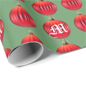Monogram Red Green-kerstversiering Cadeaupapier (Rol Hoek)