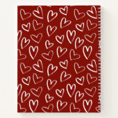 Monogram Red Heart Pattern Sketchbook Notitieboek (Achterkant)