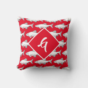 Monogram Red Minnow Pattern Kussen