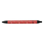Monogram  Red Poppies Pattern Zwarte Inkt Pen (Voorkant)