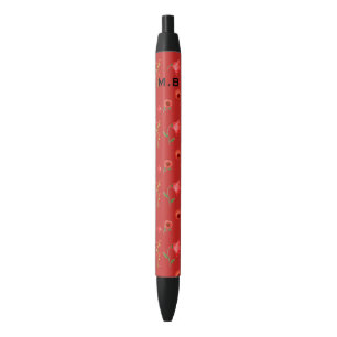 Monogram Red Poppies Pattern Zwarte Inkt Pen