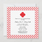Monogram Red Quatrefoil Pattern Rehearsal Dinner Kaart (Voorkant)