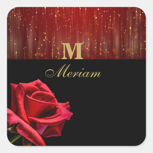 Monogram Red Rose Sticker (Voorkant)