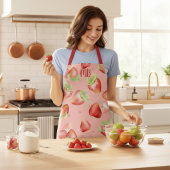 Monogram Red Strawberry Summer Fun Modern Girly Schort