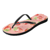 Monogram Red Strawberry Summer Fun Modern Girly Teenslippers (Schuin)