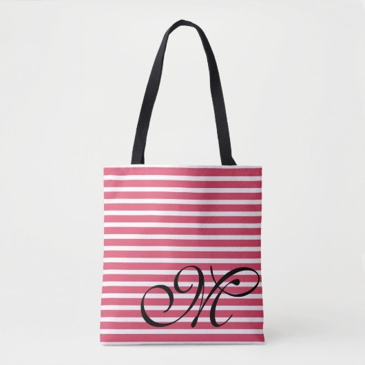 Monogram Red Stripes Patroon Draagtas (Voorkant)