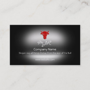 Monogram, Red Taurus Bull Head, metallisch effect Visitekaartje