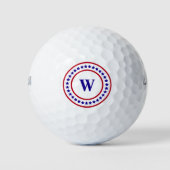 Monogram Red White en Blue Stars Patriotic Golfballen (Voorkant)