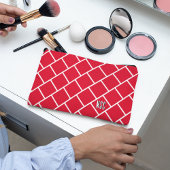 Monogram, Red & White Stylish Trellis Pattern Etui