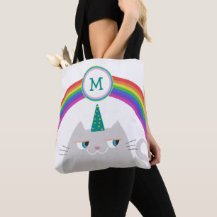 Monogram Regenboog Kat Boodschappentas Mooie Eenho Draagtas