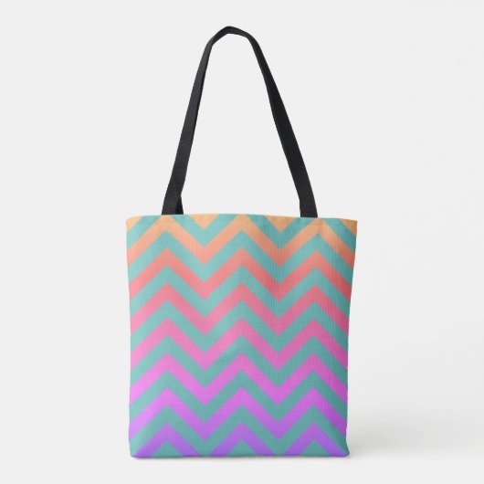 Monogram Regenboog Luipaard Print Chevron Two-Tone Draagtas (Achterkant)