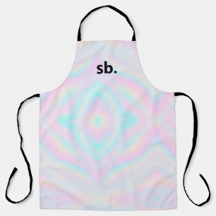 Monogram regenboog pastel hologram das kleurstof schort