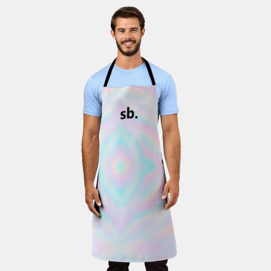 Monogram regenboog pastel hologram das kleurstof schort (Gedragen)