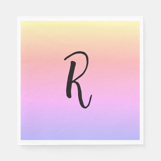 Monogram regenboogkleuren gepersonaliseerd servet (Voorkant)