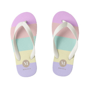 Monogram Regenboogstrips voor deegwaren Kinder Teenslippers