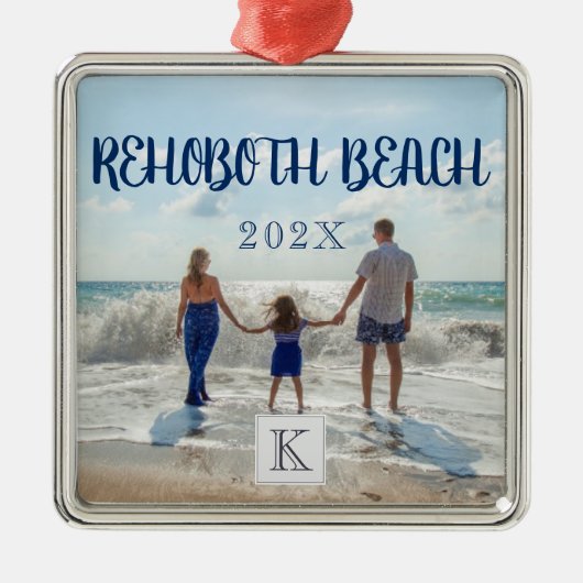 Monogram Rehoboth Beach Family Travel Souvenir Metalen Ornament (Voorkant)