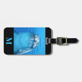 Monogram Reizen Dolfijn in Blauwe Oceaan Water Bagagelabel (Voorkant horizontaal)