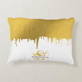 Monogram rendy Gold Metallic Drives Accent Kussen (Achterkant)