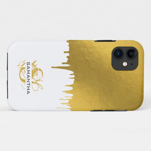 Monogram rendy Gold Metallic Drives Case-Mate iPhone Case (Achterkant (horizontaal))