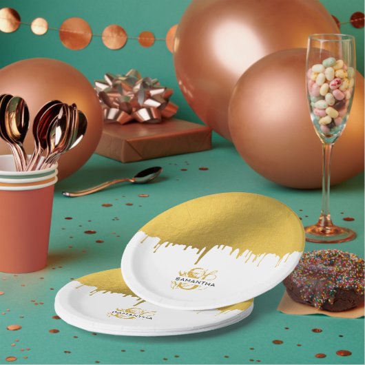 Monogram rendy Gold Metallic Drives Papieren Bordje (Multi)