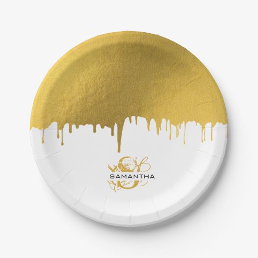 Monogram rendy Gold Metallic Drives Papieren Bordje (Voorkant)