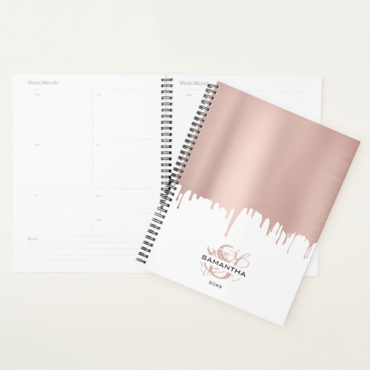 Monogram rendy Roos roze gouden metalen riemen Planner (Display)