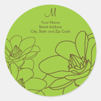 Monogram retouradres - Groen & Bruin Ronde Sticker