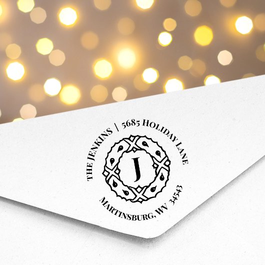 Monogram retouradres Kerstmis Rubberstempel Rubberstempel