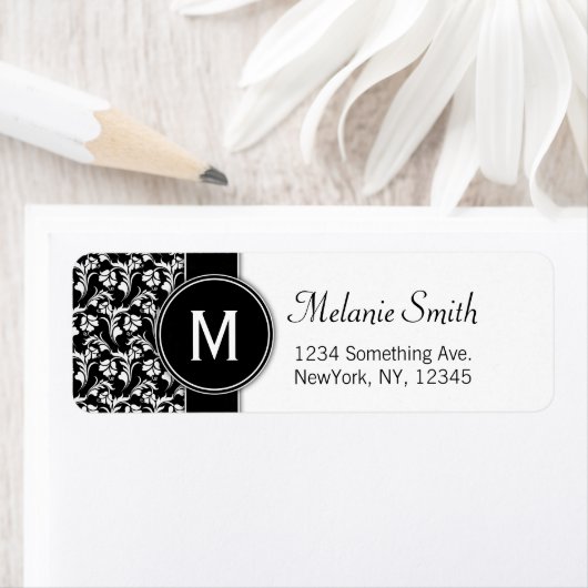 Monogram retouradres labels aangepast bloem (Insitu)