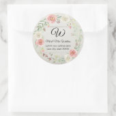 Monogram retouradres rustiek hout bloesem ronde sticker (Tas)