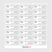 Monogram retouradres wissen Aangepast transparant Sticker (Vel)