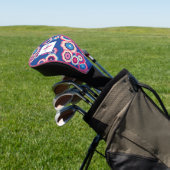 Monogram Retro 60's Blue Pink Flower Power Pattern Golfheadcover (Insitu)