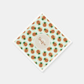 Monogram retro-bruine en anananassapatronen servetten (Hoek)