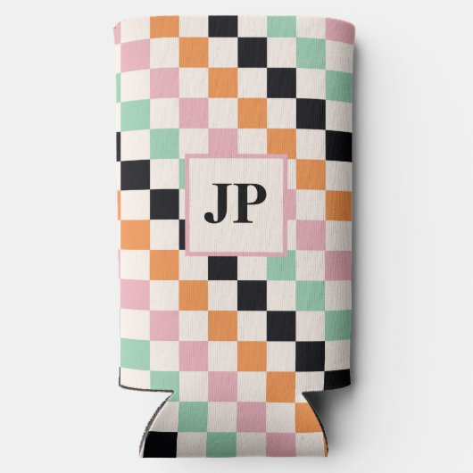 Monogram Retro Checkerboard Aangepast monogram (Achterkant)