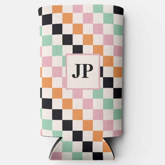 Monogram Retro Checkerboard Aangepast monogram (Voorkant)