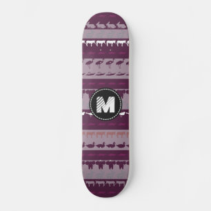 Monogram Retro Colorful Animals Patroon Skateboard