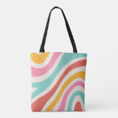 Monogram Retro Colorful Wavy Stripes Draagtas (Achterkant)