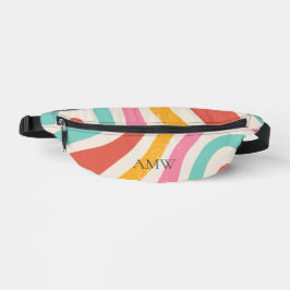 Monogram Retro Colorful Wavy Stripes Fanny Pack Heuptasje
