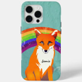 Monogram Retro Fox Art Aqua Earthy Tones Hues Case-Mate iPhone Case (Achterkant)