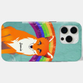 Monogram Retro Fox Art Aqua Earthy Tones Hues Case-Mate iPhone Case (Achterkant (horizontaal))
