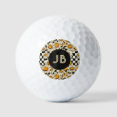 Monogram Retro Groovy Daisy Checkerboard Golfballen (Voorkant)