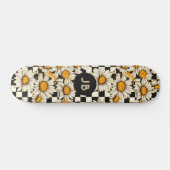 Monogram Retro Groovy Daisy Checkerboard Skateboard (Horizontaal)