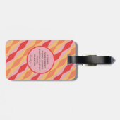 Monogram Retro Hippie 70er jaren Roze Geometrisch Bagagelabel (Achterkant horizontaal)