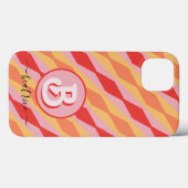 Monogram Retro Hippie 70s Roze Geometrisch Pastel Case-Mate iPhone Case (Achterkant (horizontaal))