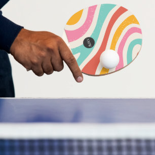 Monogram Retro Kleurrijke Golvende Strepen Tafeltennisbatje