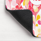 Monogram Retro Marble Abstract Pattern Pink Muismat (Hoek)