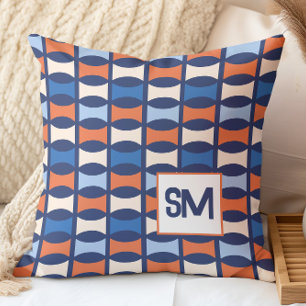 Monogram Retro Midden Eeuw Geometrisch Patroon Kussen