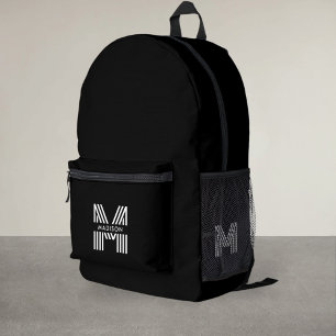 Monogram Retro Minimalistische Zwart bedrukte Rugz Rugzak