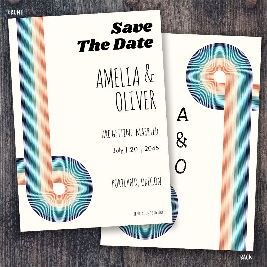 Monogram Retro Old Style 70s Save The Date