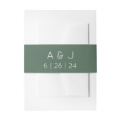 Monogram Retro Olijfgroene bruiloft Uitnodigingen Wikkel (Voorkant Voorbeeld)